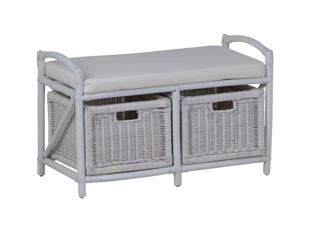Rattanbank Mit Korben Weiss 80178 Miamobel