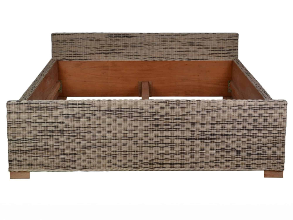 Bett Rattan Landhaus Massivholz Rattan Mahagoni Honig