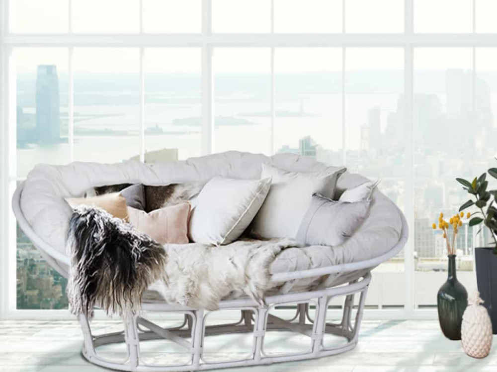 Sofa Rattan Modern Weiß