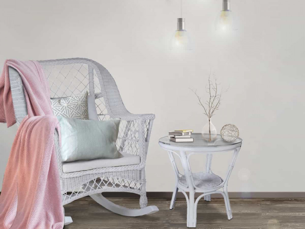 Couchtisch Rattan Landhaus Weiß