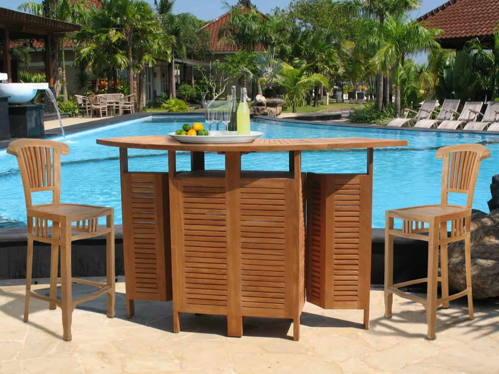 Bar  Gartenmöbel Outdoor Modern Teak Hellbraun