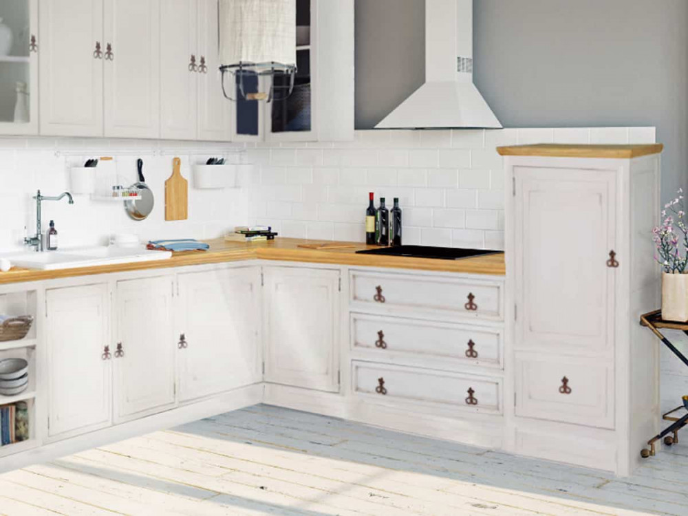 Küchenmodul Mexico Möbel Landhaus Pinie Weiß