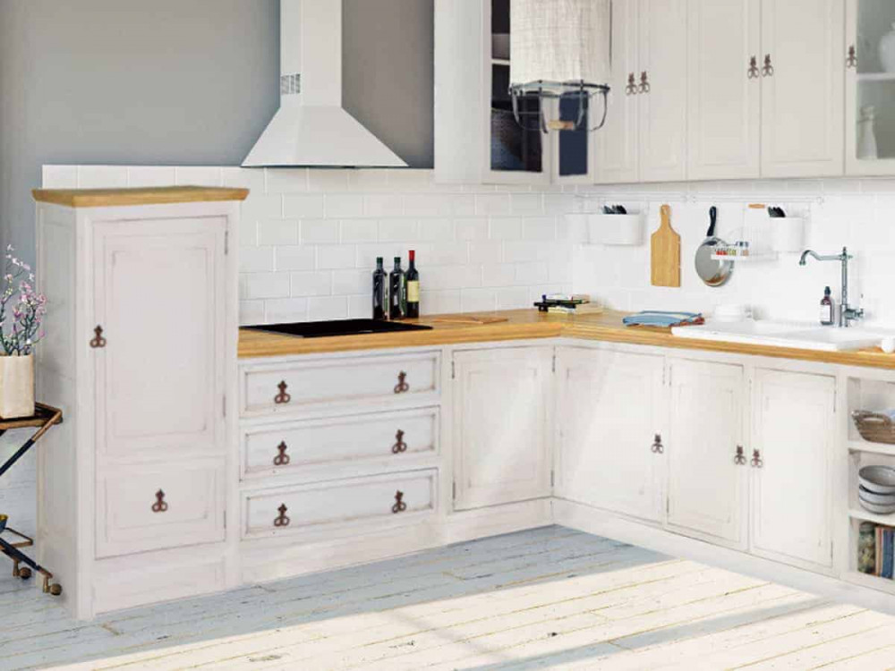 Küchenmodul Mexico Möbel Landhaus Pinie Weiß