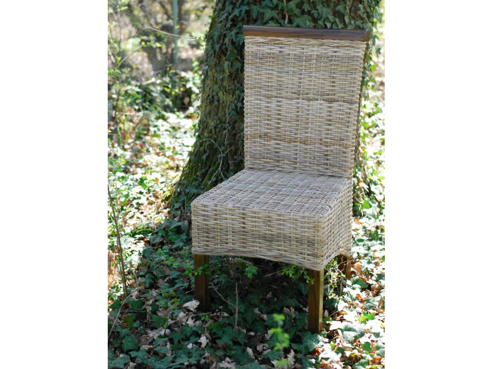 Esszimmerstuhl Rattan Landhaus Mango Grau