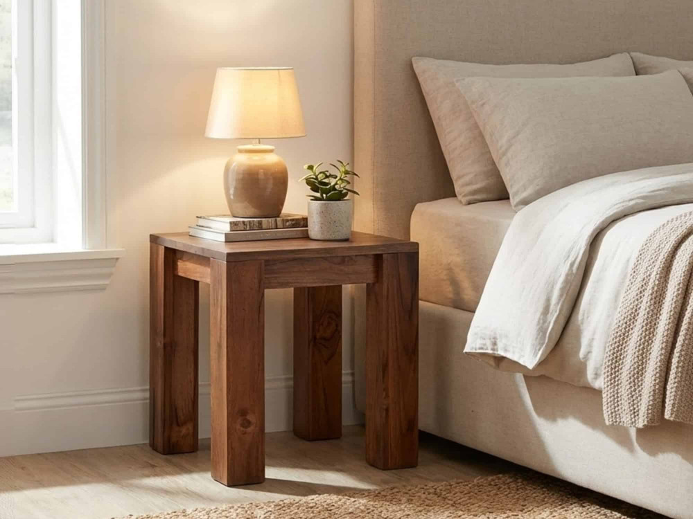 Sitzhocker Thali Modern Teak Hellbraun