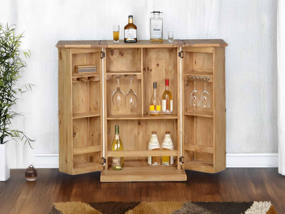 Barschrank Mexico Möbel Landhaus Massivholz Pinie Honig