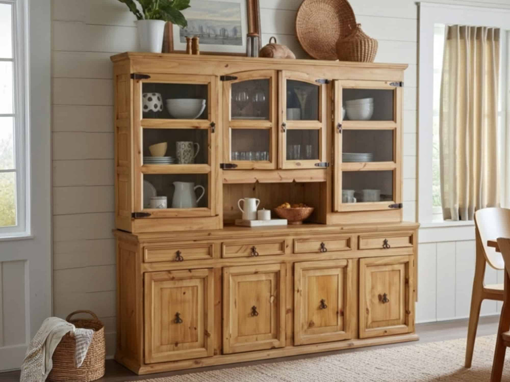 Buffet Mexico Möbel Landhaus Glas Massivholz Pinie Honig