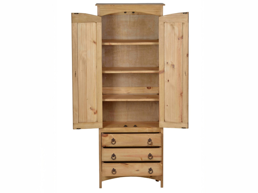 Hochschrank Mexico Möbel Landhaus Massivholz Pinie Honig