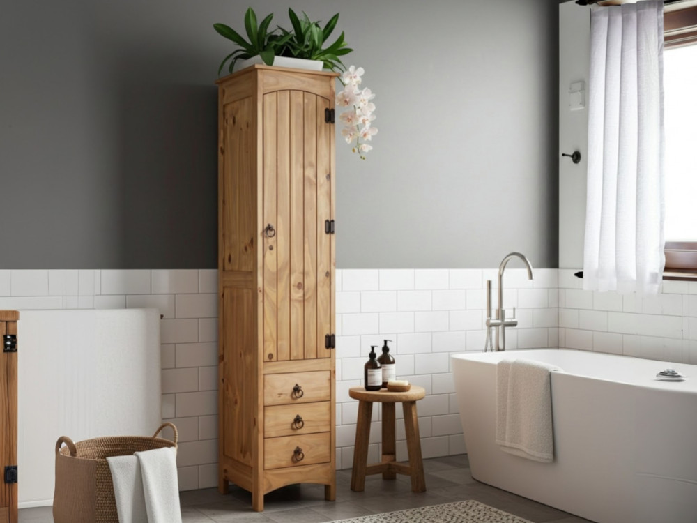 Hochschrank Mexico Möbel Landhaus Massivholz Pinie Honig