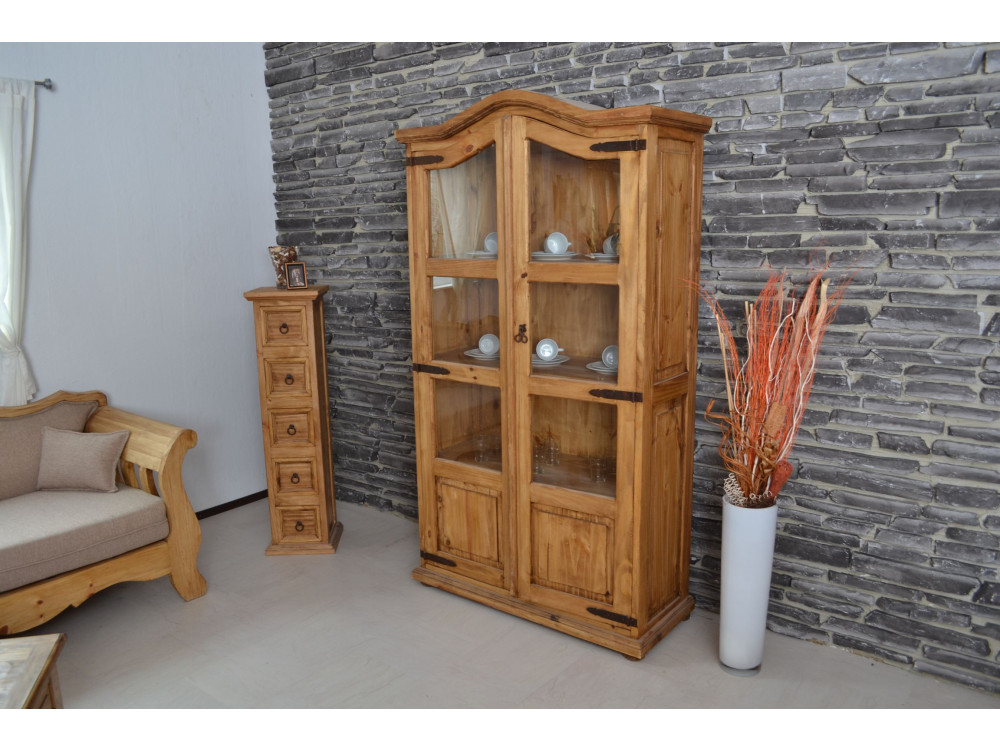 Vitrine Mexico Möbel Landhaus Pinie Honig