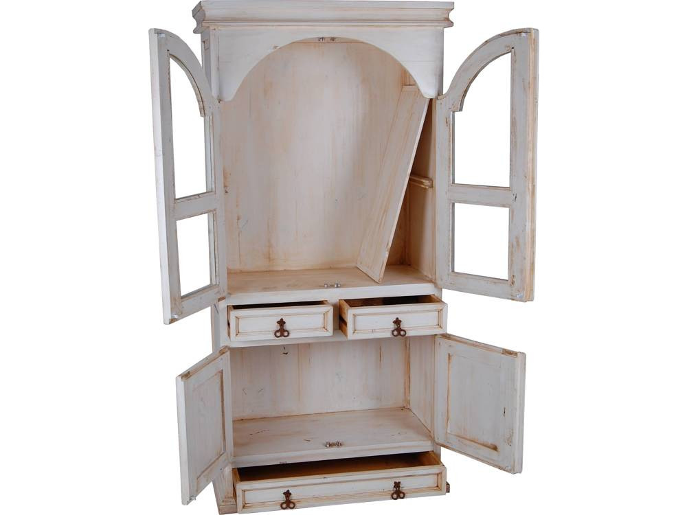 Vitrine Mexico Möbel Landhaus Pinie Weiß