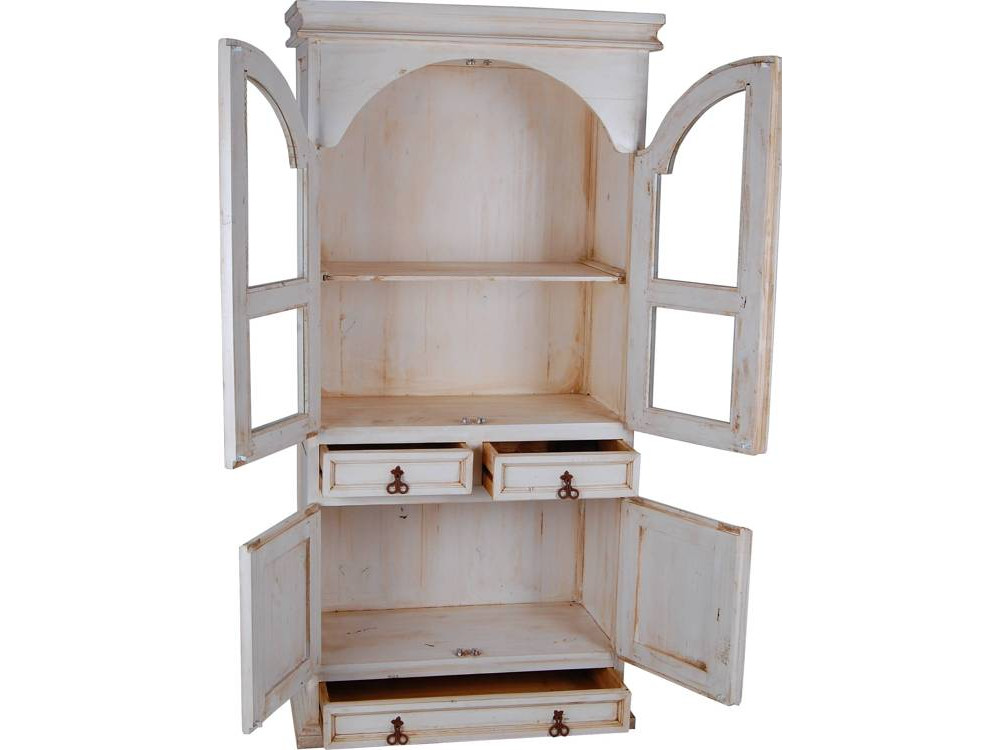 Vitrine Mexico Möbel Landhaus Pinie Weiß