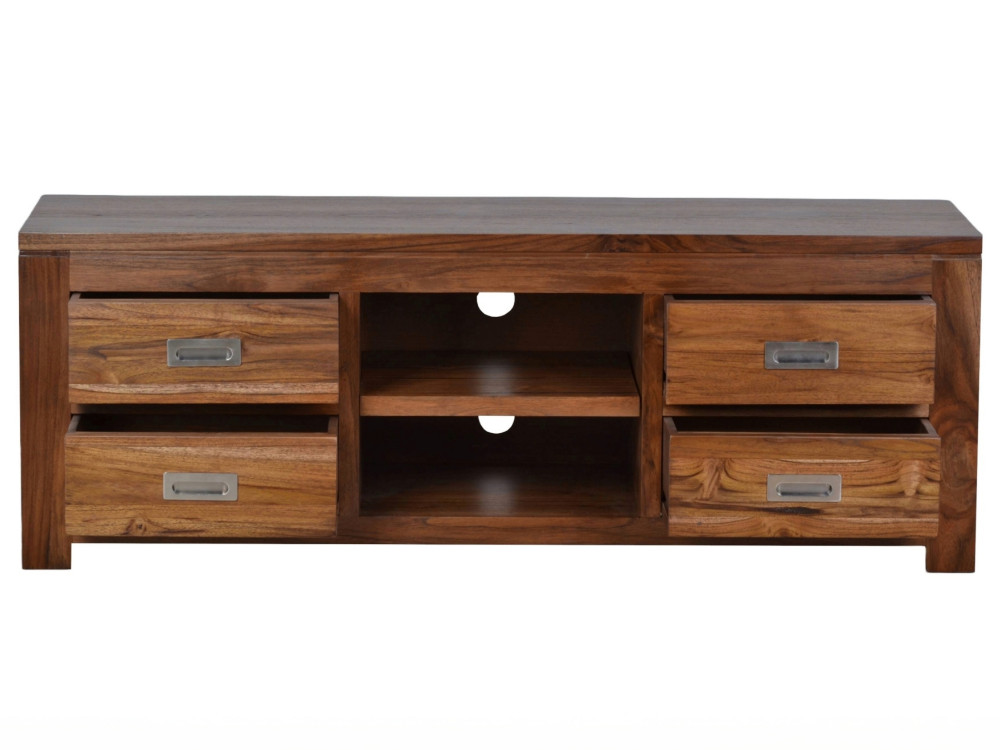 TV-Kommode Masala Modern Massivholz Teak Dunkelbraun
