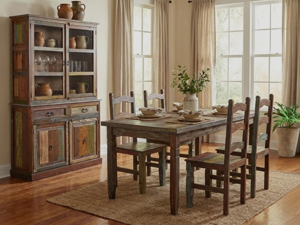 Esstisch Cancun Shabby Chic Massivholz Pinie Bunt