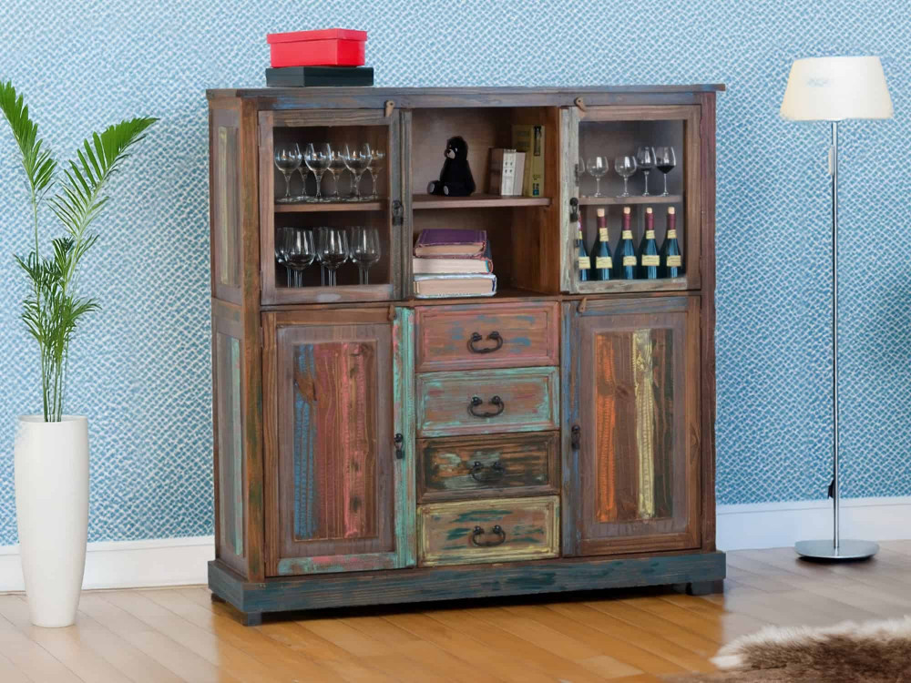 Highboard Cancun Shabby Chic Pinie Bunt