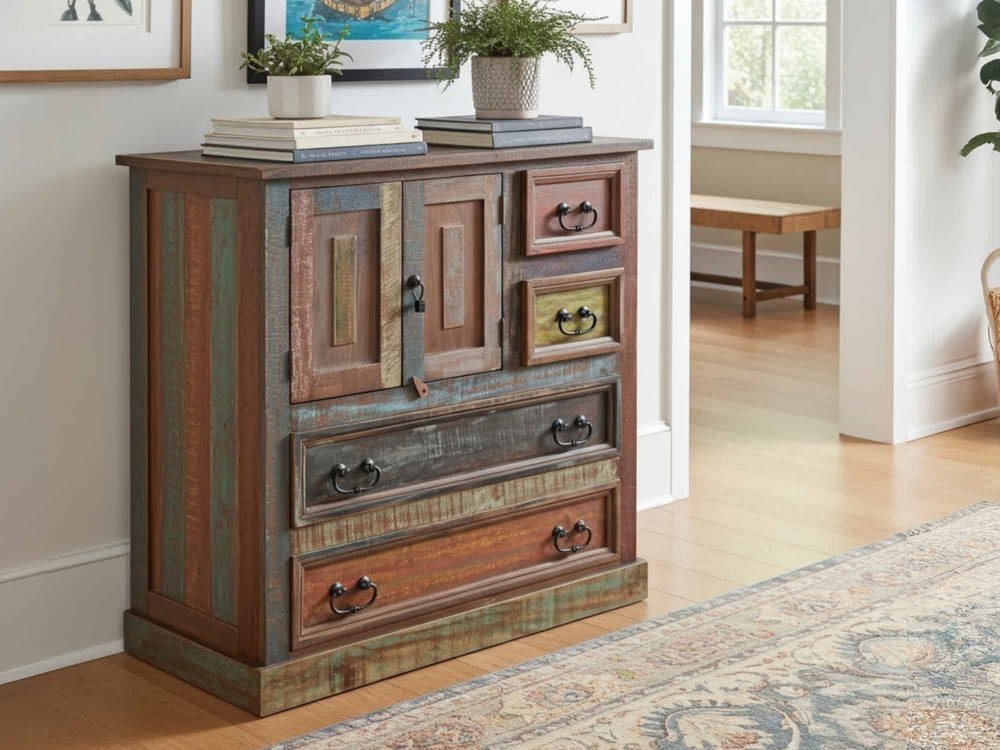 Kommode Cancun Shabby Chic Massivholz Pinie Bunt