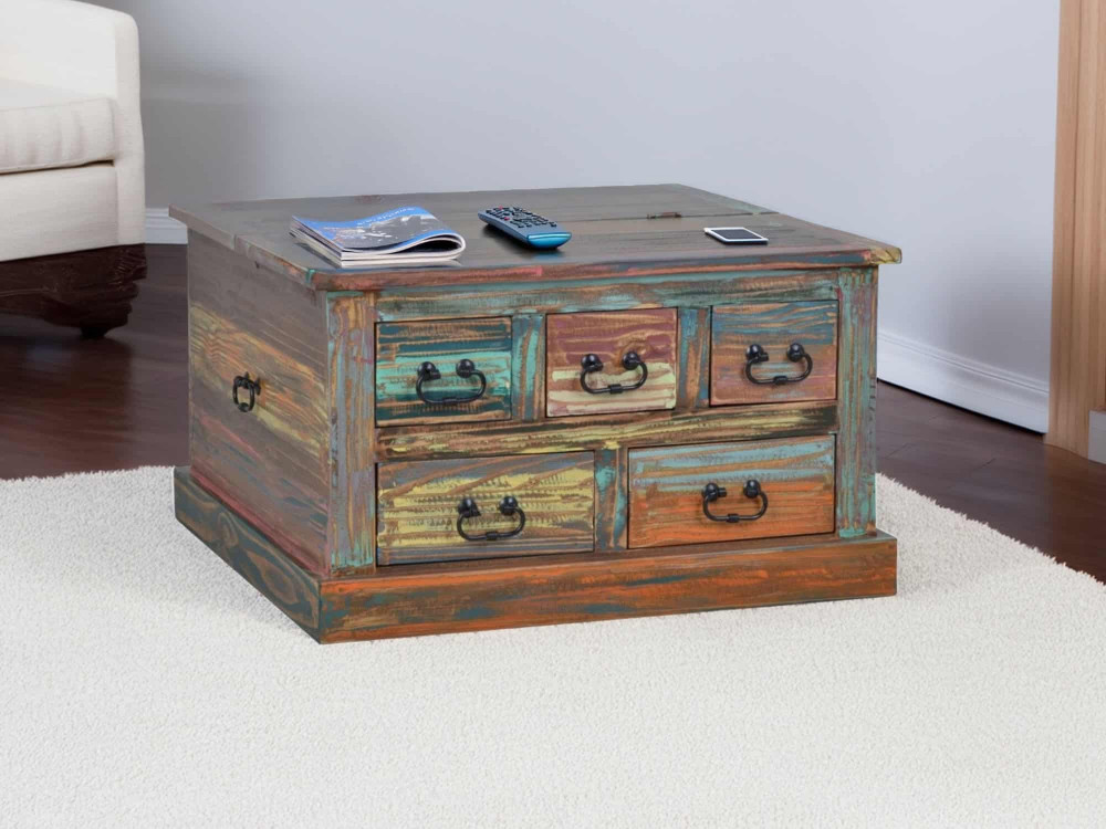 Truhentisch Cancun Shabby Chic Pinie Bunt