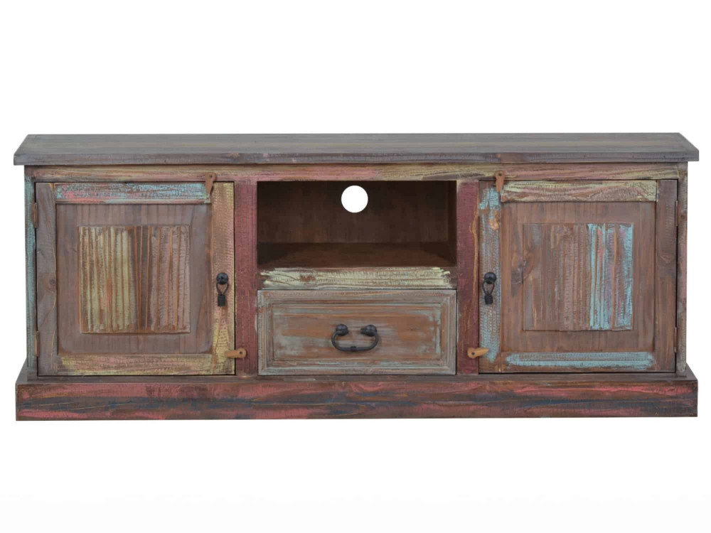 TV-Kommode Cancun Shabby Chic Massivholz Pinie Bunt
