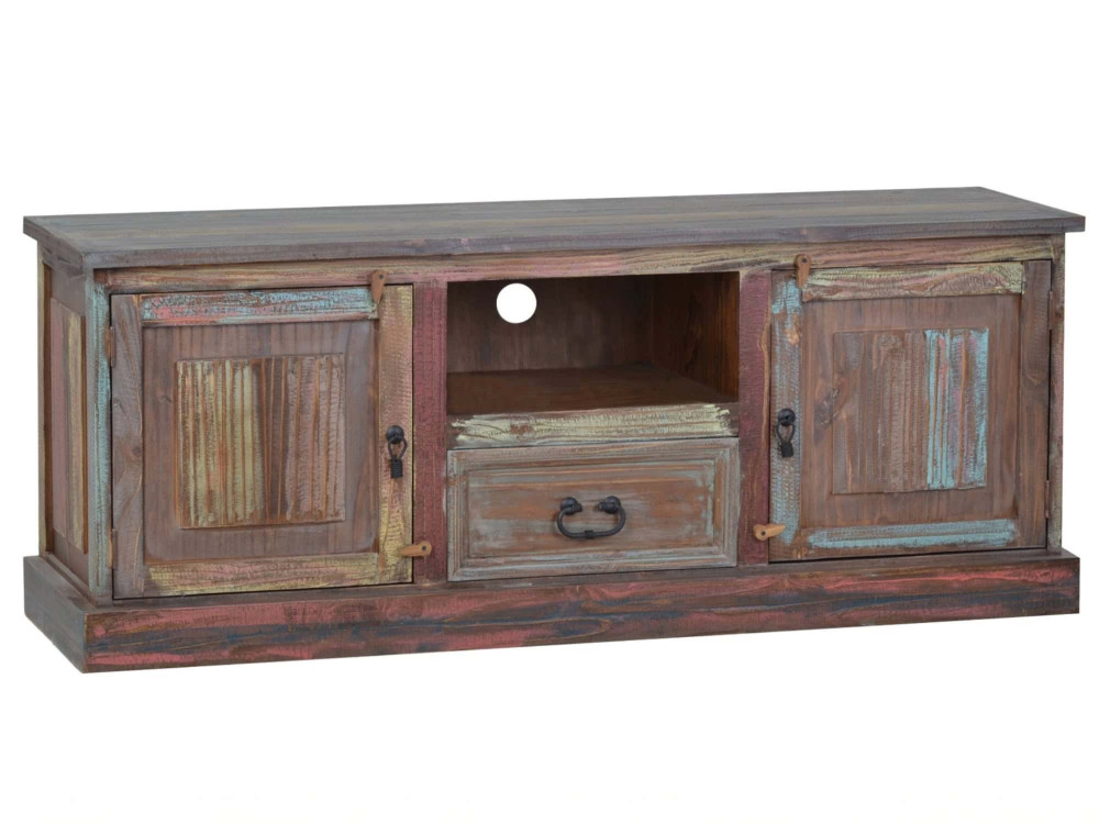 TV-Kommode Cancun Shabby Chic Massivholz Pinie Bunt