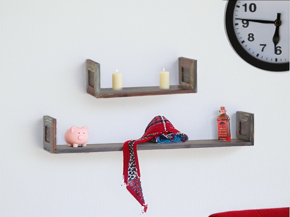 Wandregal Cancun Shabby Chic Massivholz Pinie Bunt