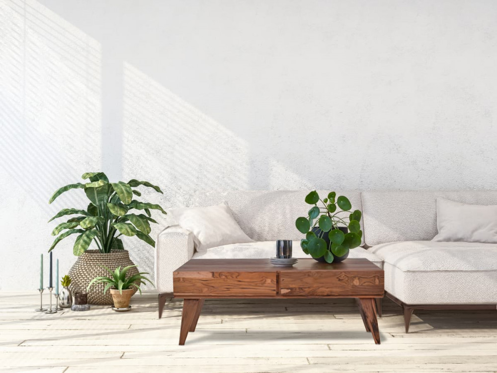 Couchtisch Tamesi Modern Massivholz Teak Dunkelbraun