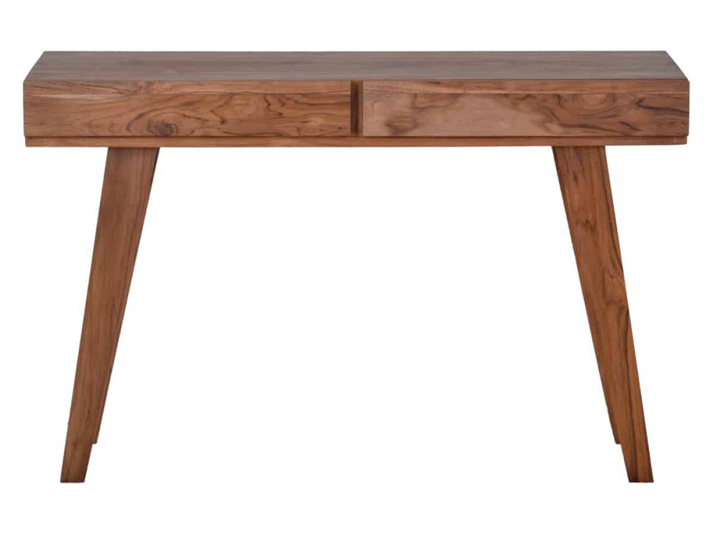 Schreibtisch Tamesi Modern Massivholz Teak Dunkelbraun