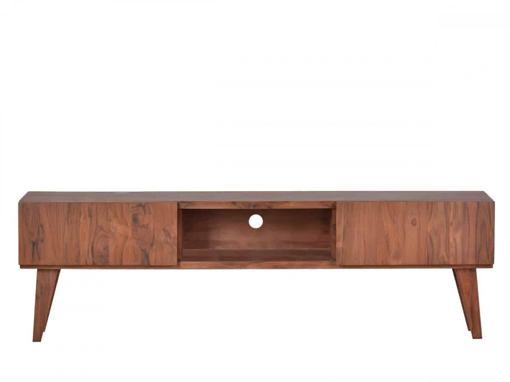 TV-Kommode Tamesi Modern Massivholz Teak Dunkelbraun