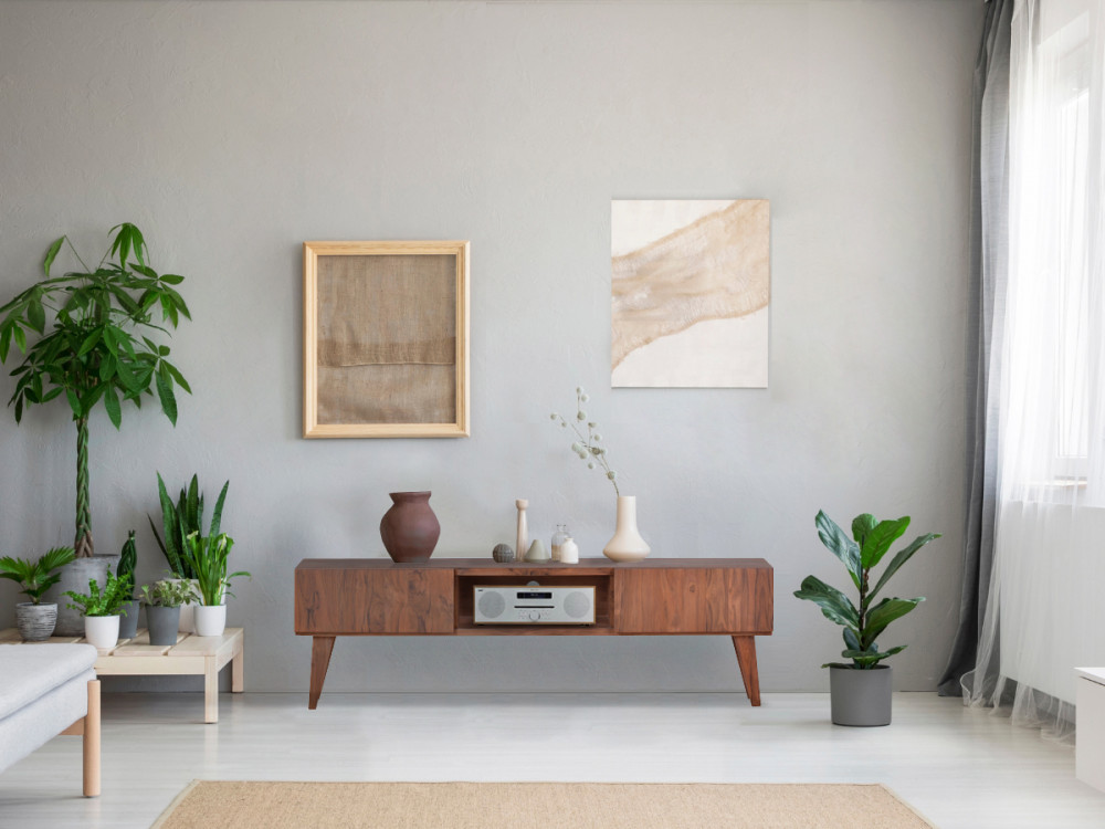 TV-Kommode Tamesi Modern Teak Dunkelbraun