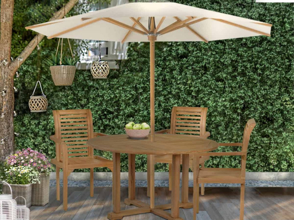 Gartentisch  Gartenmöbel Outdoor Modern Massivholz Teak Honig