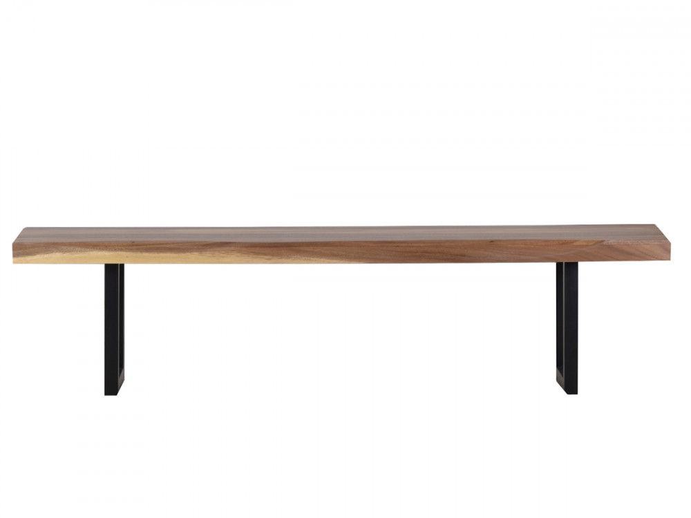 Bank Vanaja Modern Massivholz Metall Teak Dunkelbraun