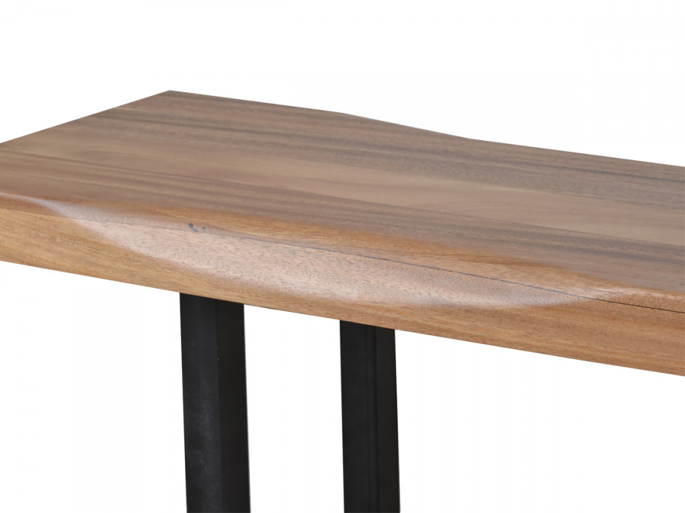 Bank Vanaja Modern Massivholz Metall Teak Dunkelbraun