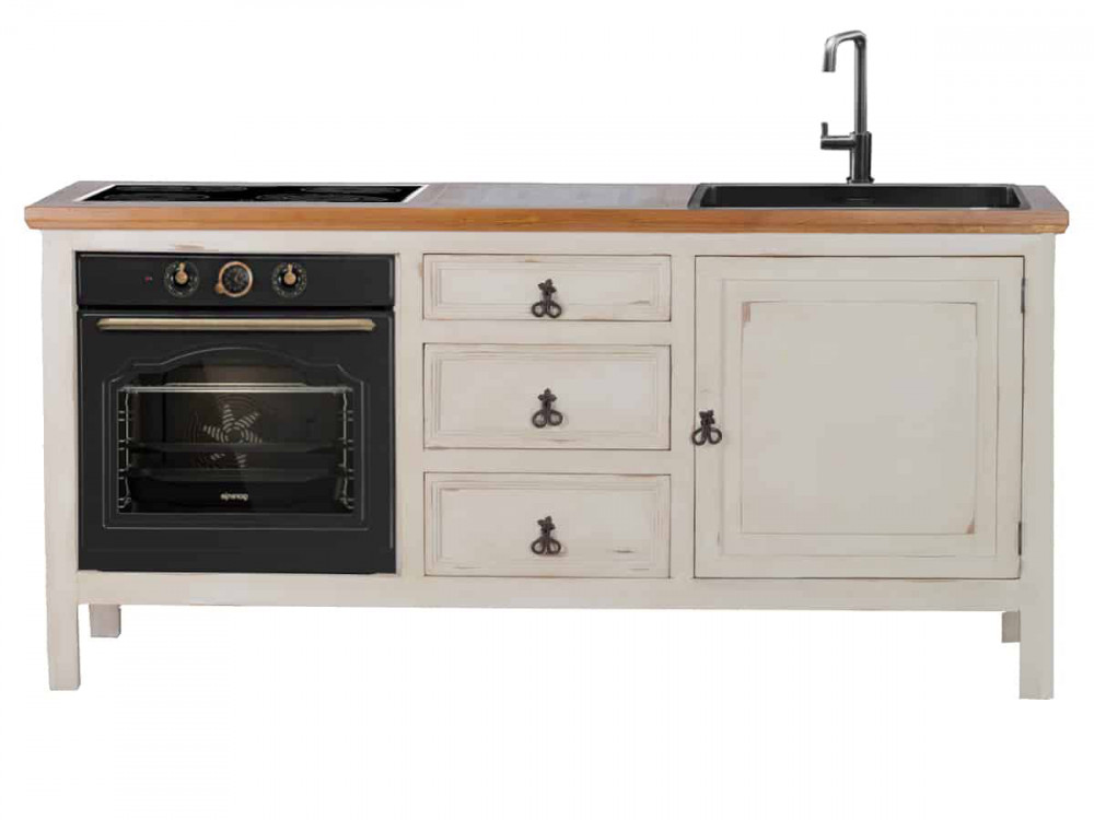 Küchenmodul Mexico Möbel Landhaus Massivholz Pinie Weiß