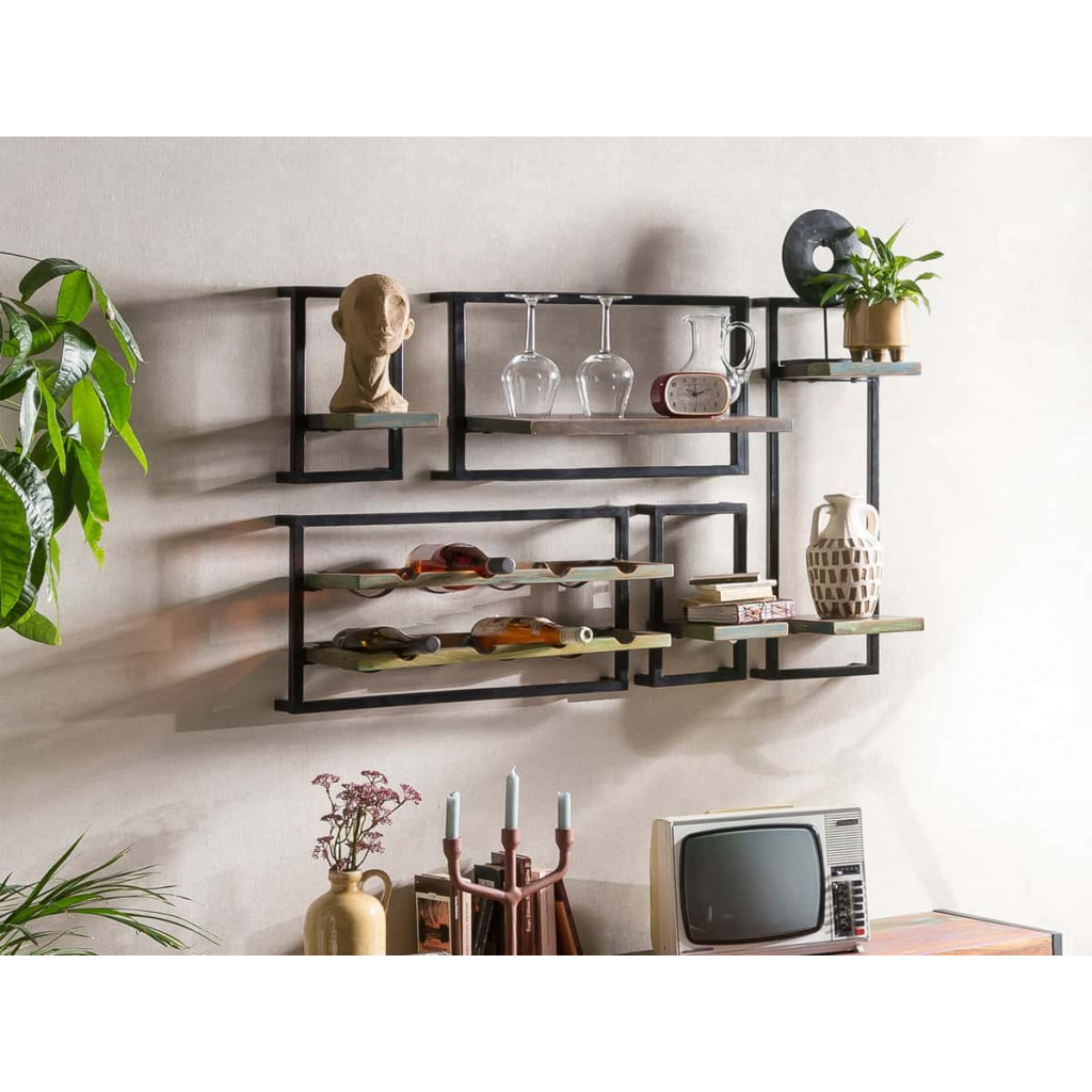 Regal  Shabby Chic Massivholz Metall Recycletes Holz Braun