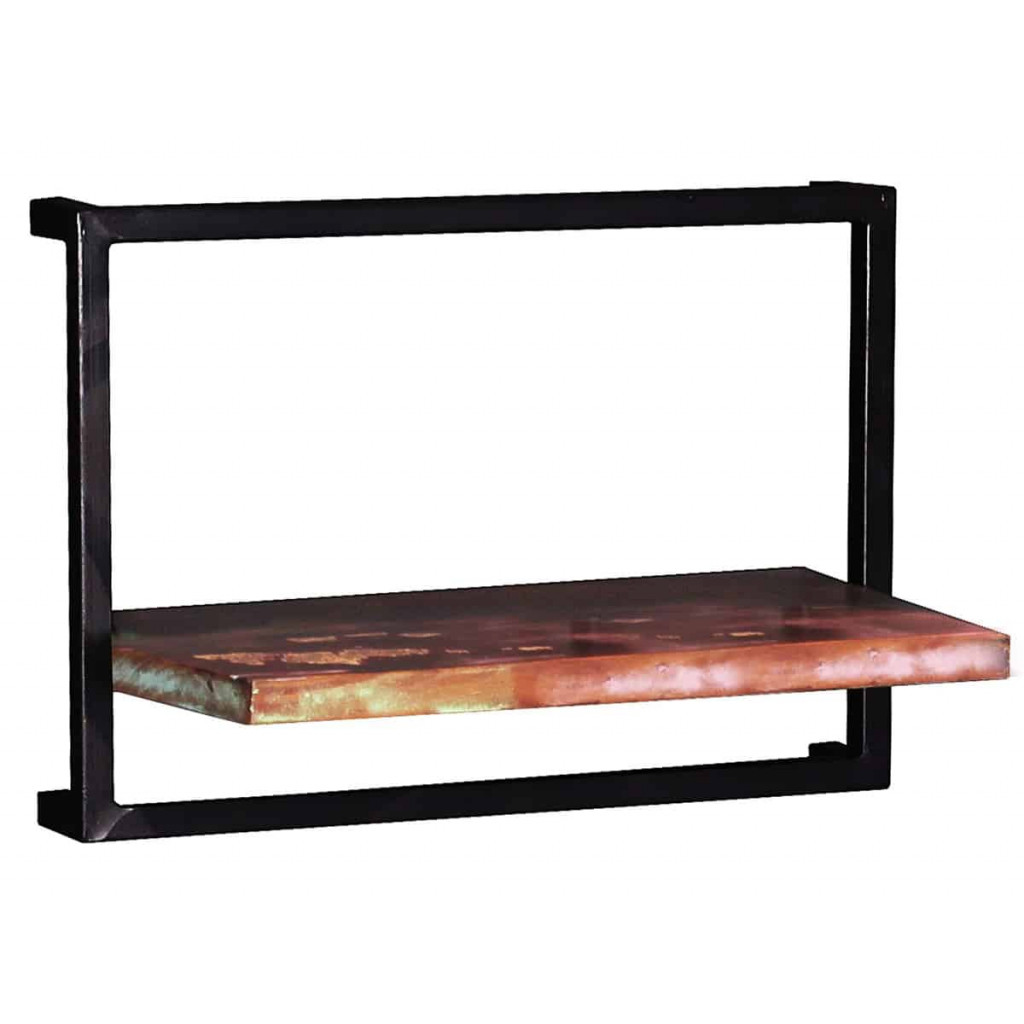 Wandregal  Shabby Chic Massivholz Metall Recycletes Holz Braun