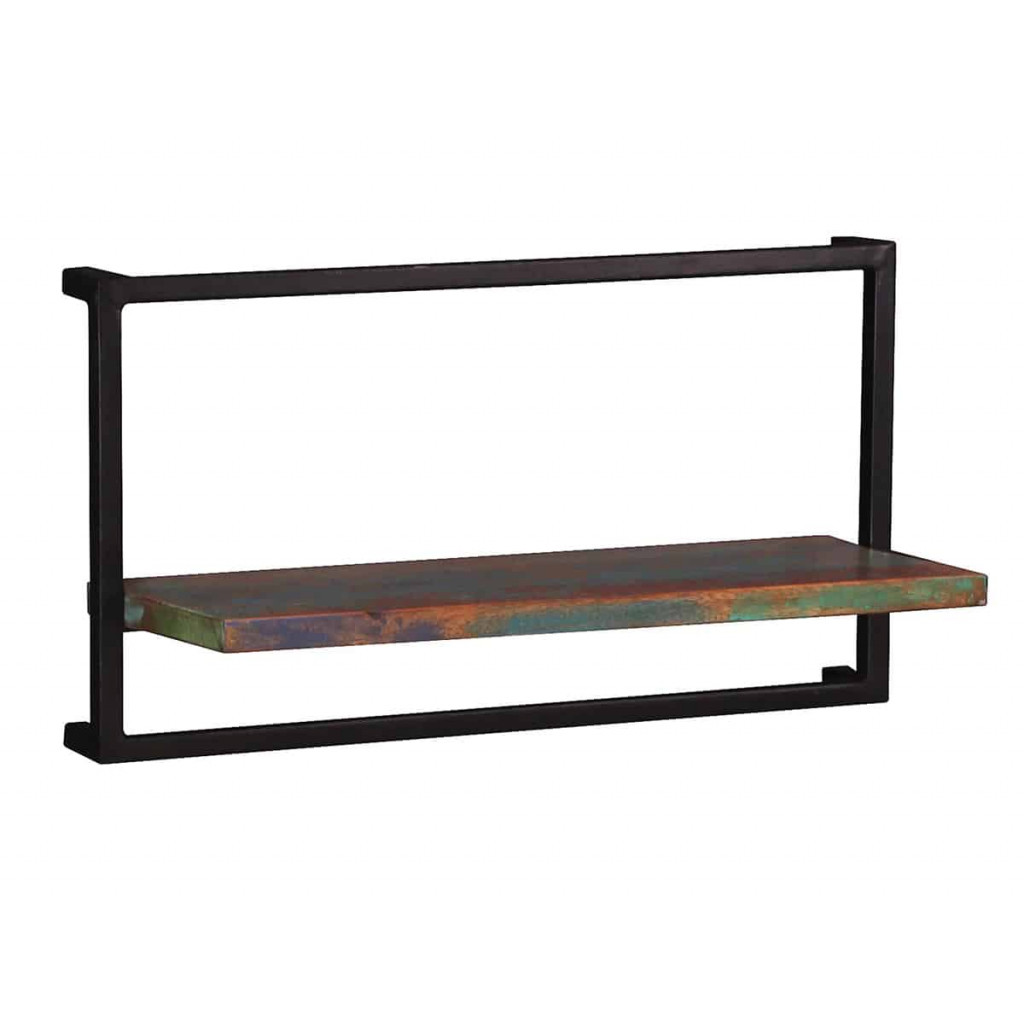 Wandregal  Shabby Chic Massivholz Metall Recycletes Holz Braun