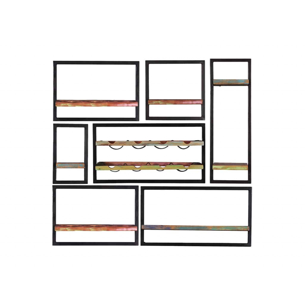 Wandregal  Shabby Chic Massivholz Metall Recycletes Holz Braun