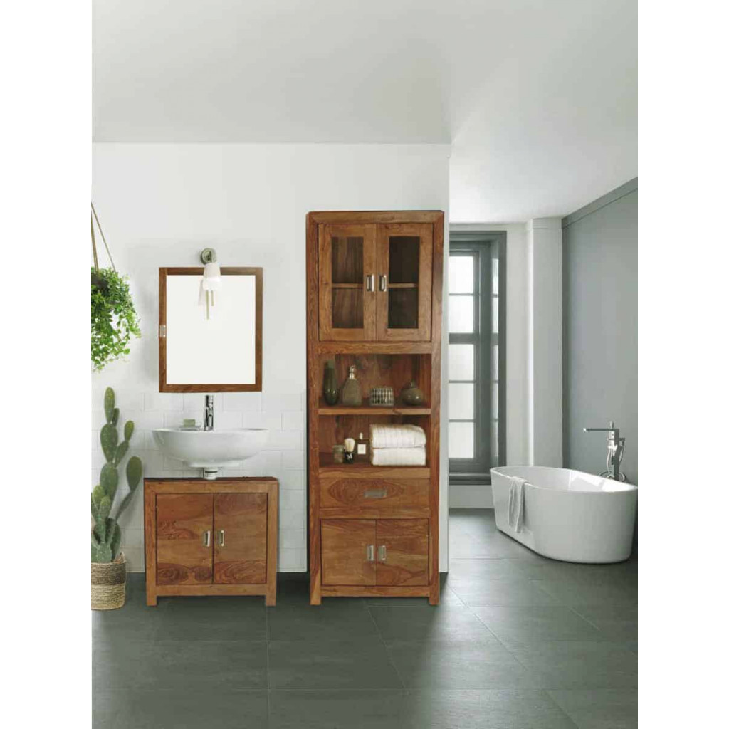 Hochschrank Bhatang Modern Teak Braun