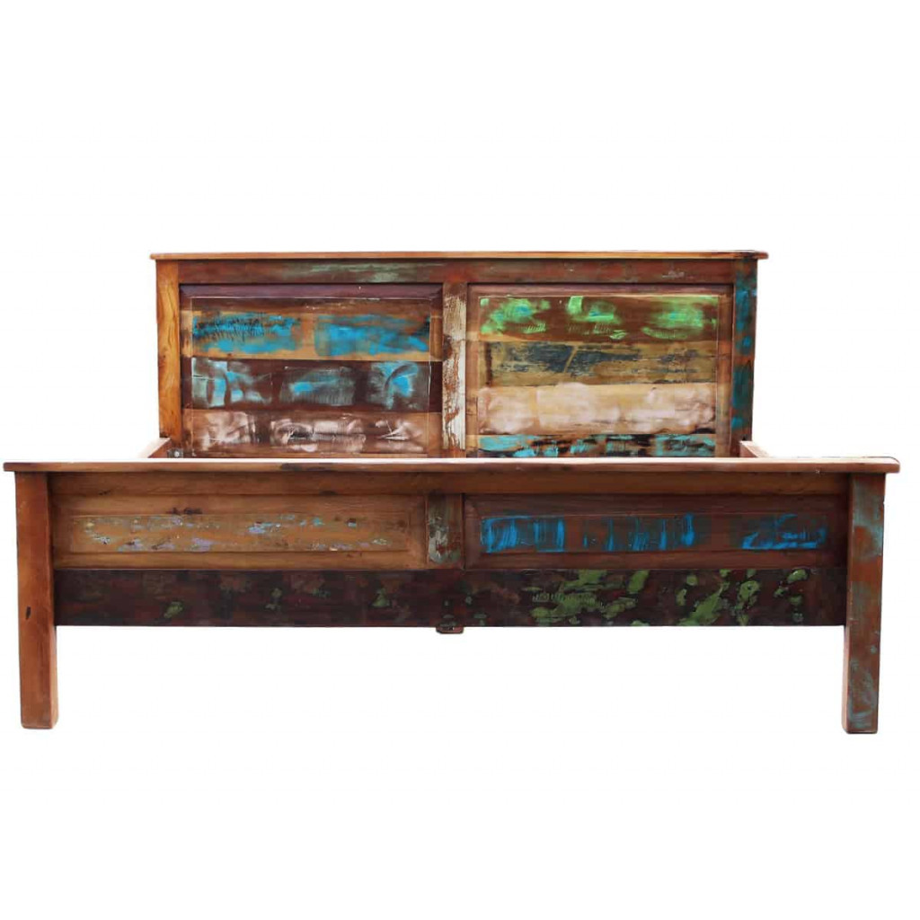 Bett  Shabby Chic Massivholz Recycletes Holz Braun