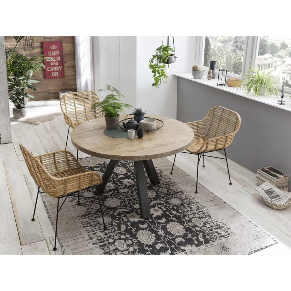 Esstisch  Modern Massivholz Metall Mango Hellbraun