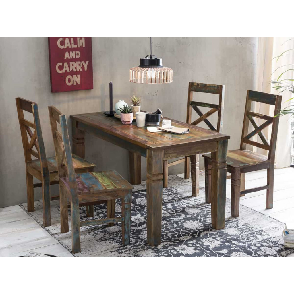 Esszimmerstuhl  Shabby Chic Massivholz Recycletes Holz Braun