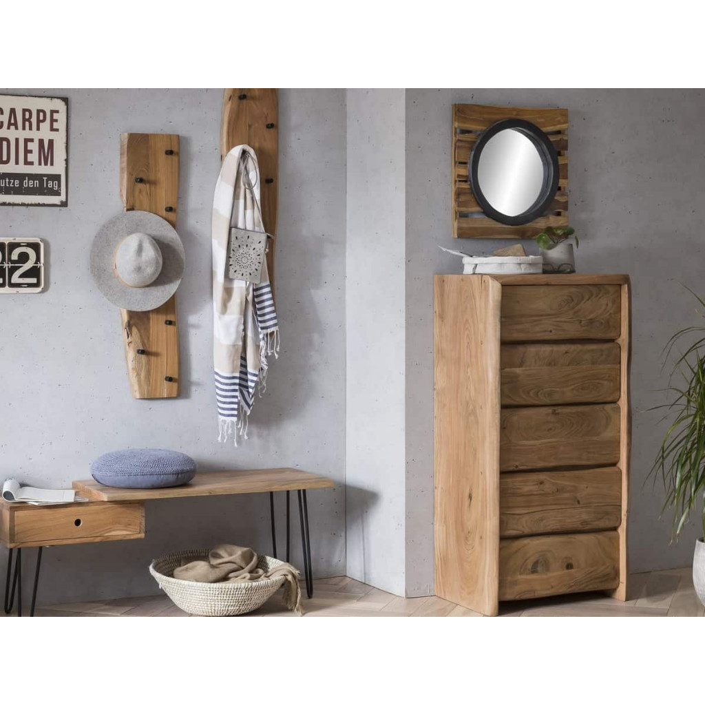 Garderobenhaken  Modern Massivholz Metall Akazie Akazie natur