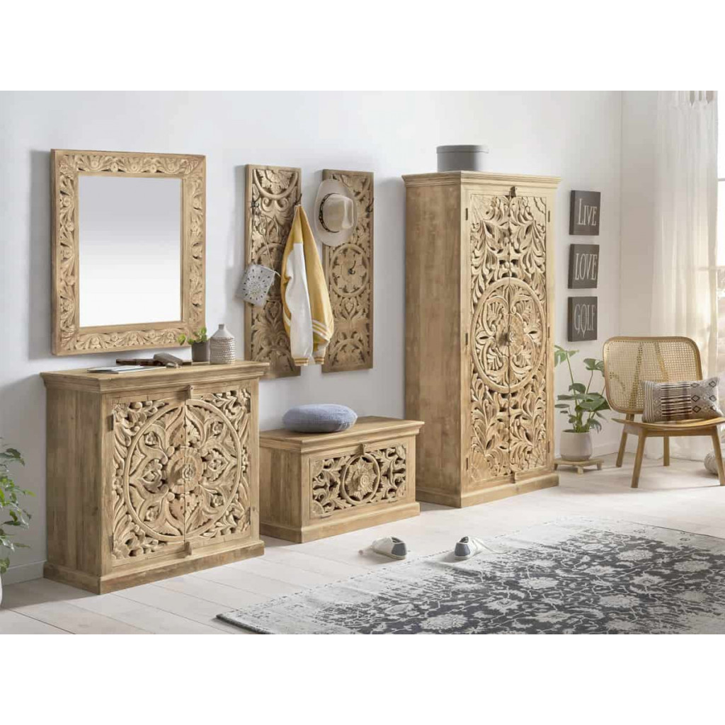 Garderobenschrank Varanasi Modern Massivholz Mango Natur