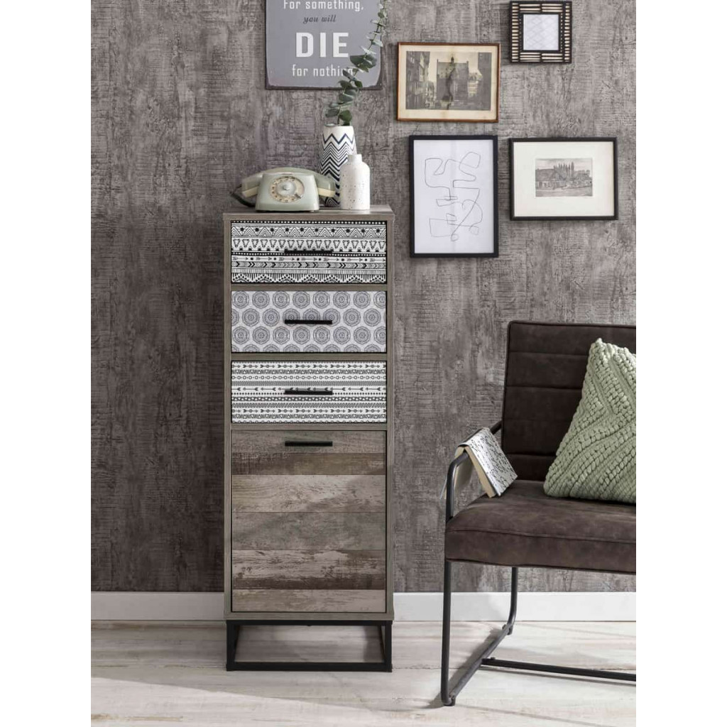 Highboard Benton Modern MDF Metall Braun