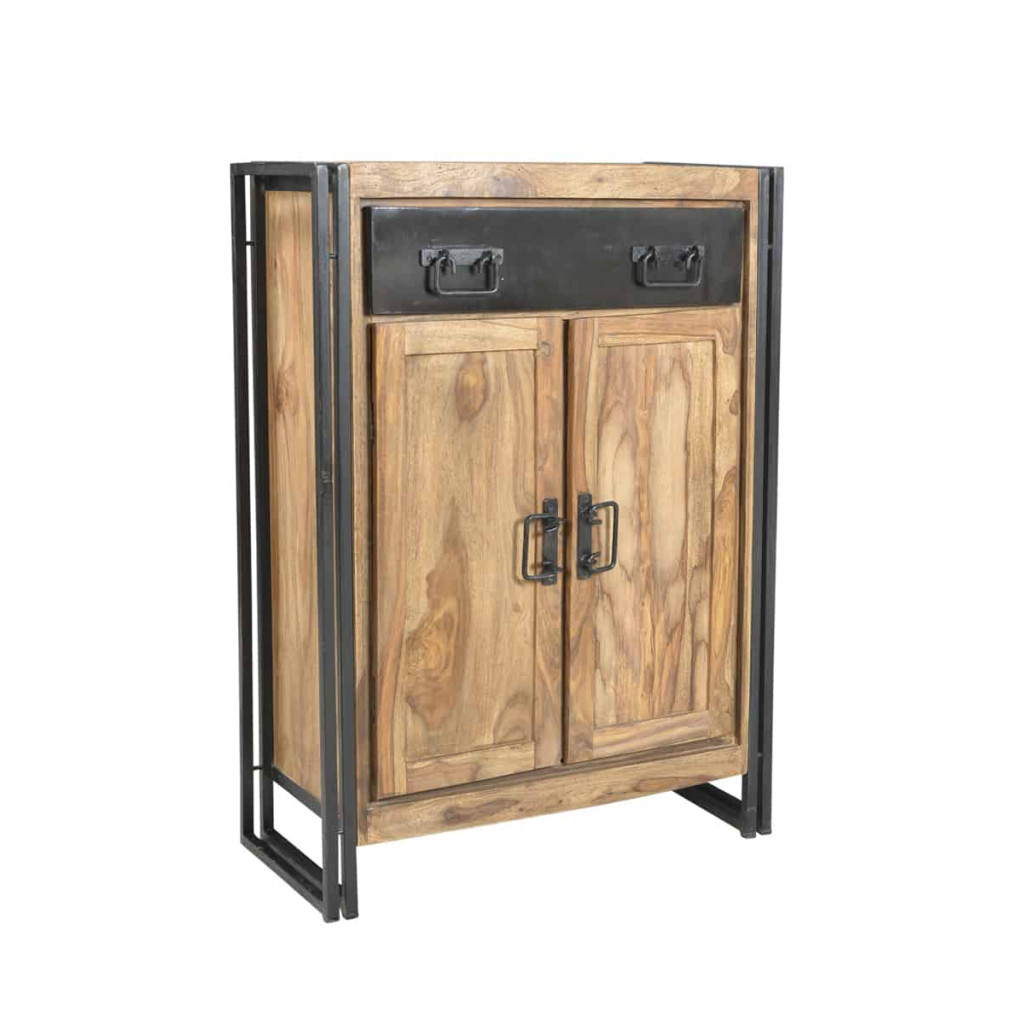 Highboard Madras Modern Massivholz Metall Akazie Braun