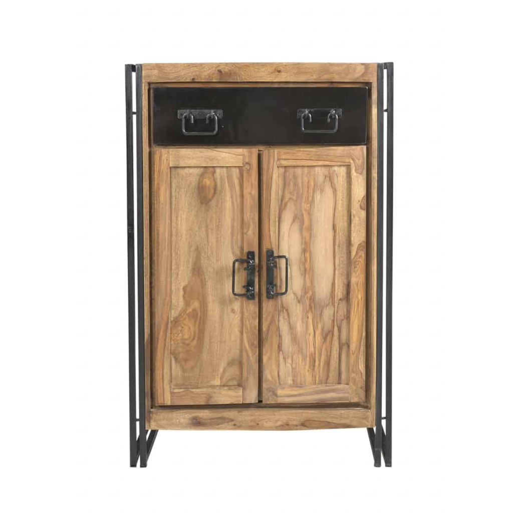 Highboard Madras Modern Massivholz Metall Akazie Braun