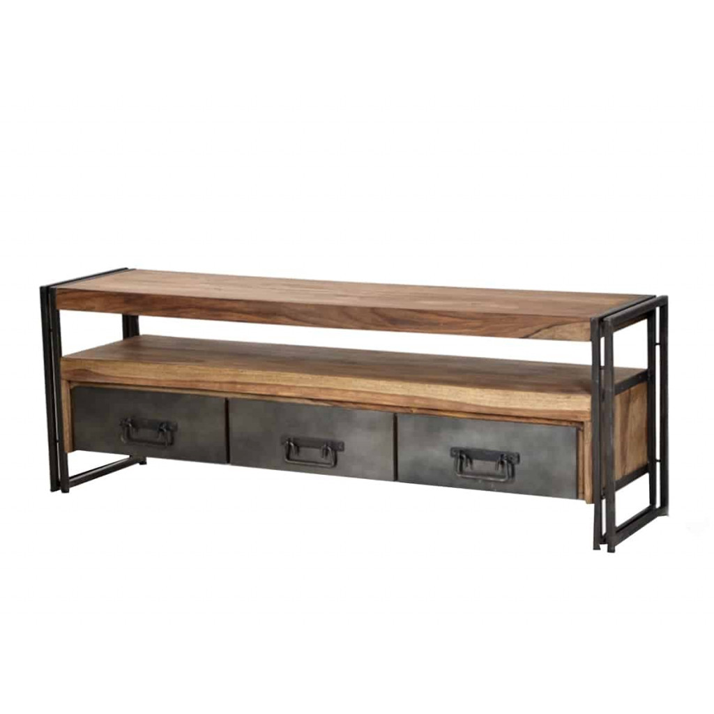 Lowboard Madras Modern Massivholz Metall Akazie Braun