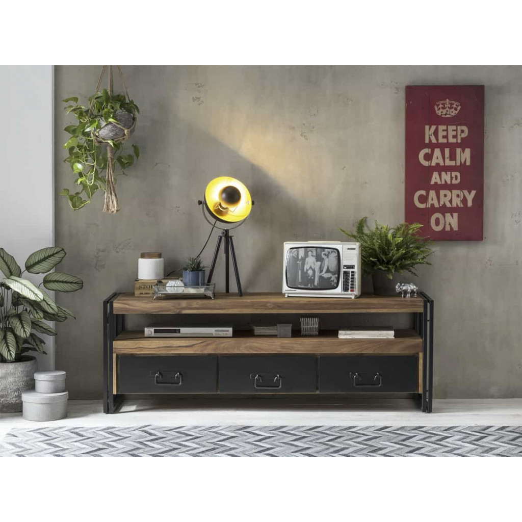 Lowboard Madras Modern Massivholz Metall Akazie Braun