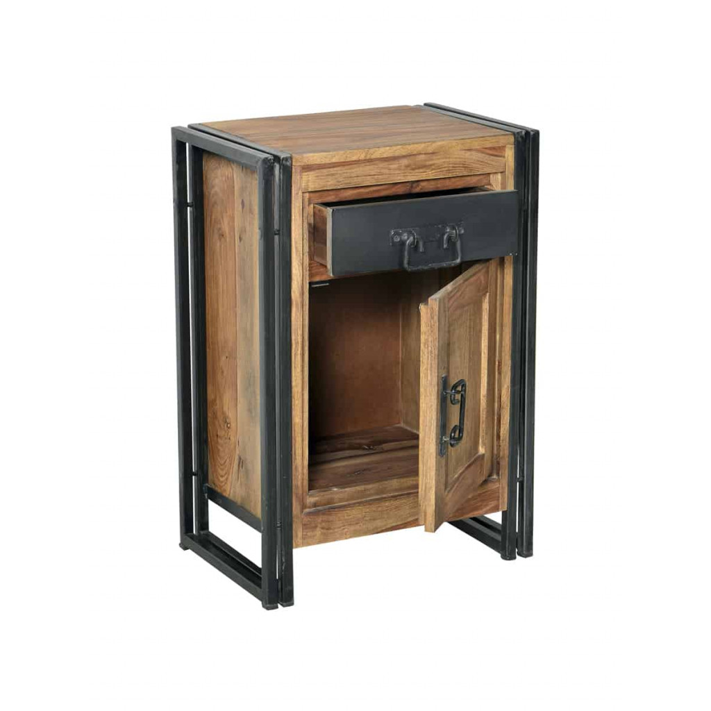 Nachttisch Madras Modern Massivholz Metall Akazie Braun