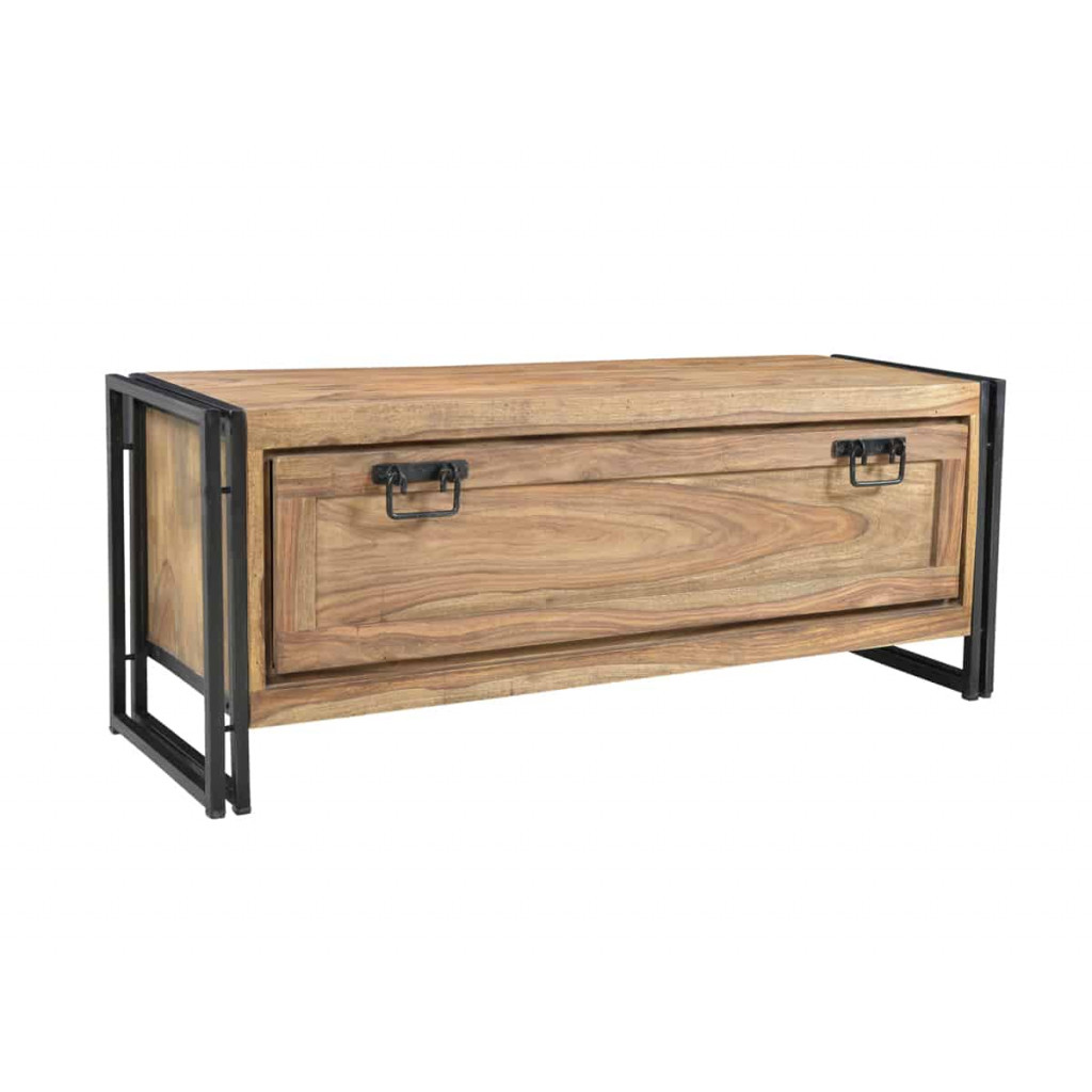 Schuhschrank Madras Modern Massivholz Metall Akazie Braun