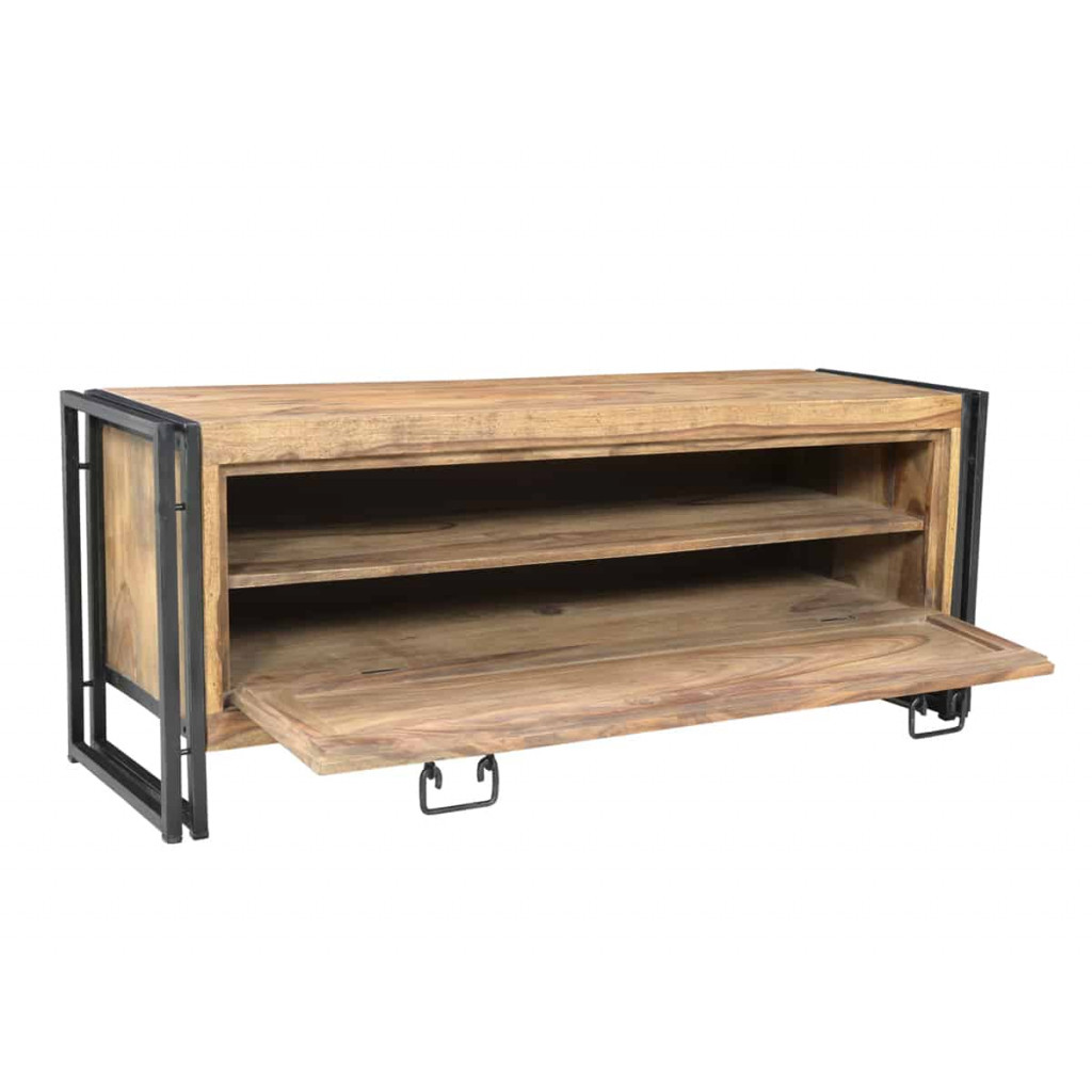 Schuhschrank Madras Modern Massivholz Metall Akazie Braun